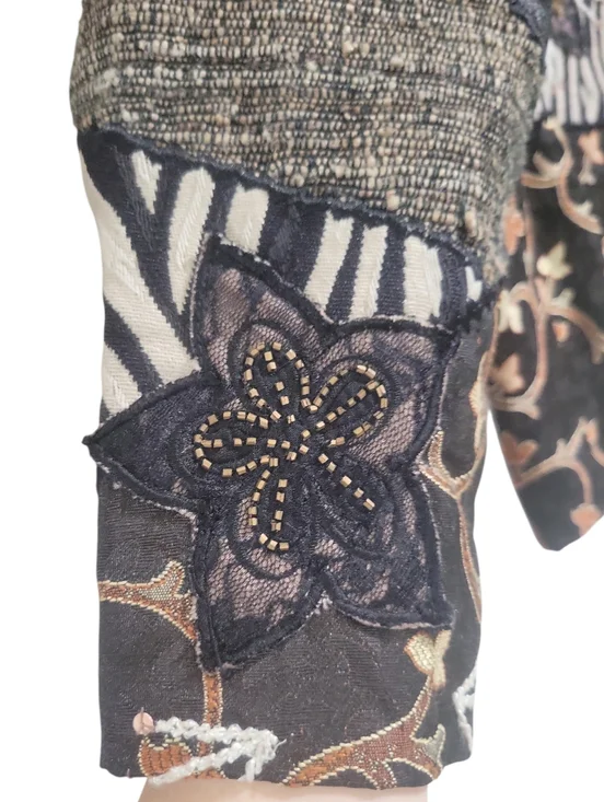 Coldwater Creek Vintage Mixed Media Ornate Patchwork Jacket Size M - Picture 11 of 16